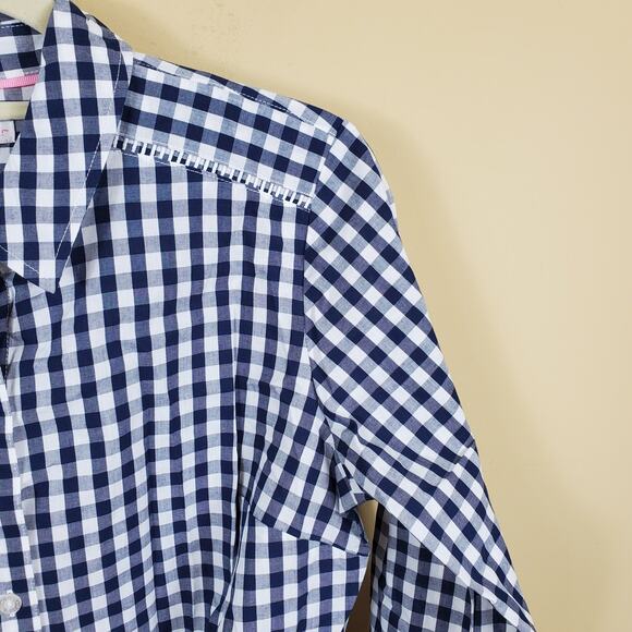 Isaac Mizrahi Live Checkered Print Front Tie Top S - Picture 3 of 11